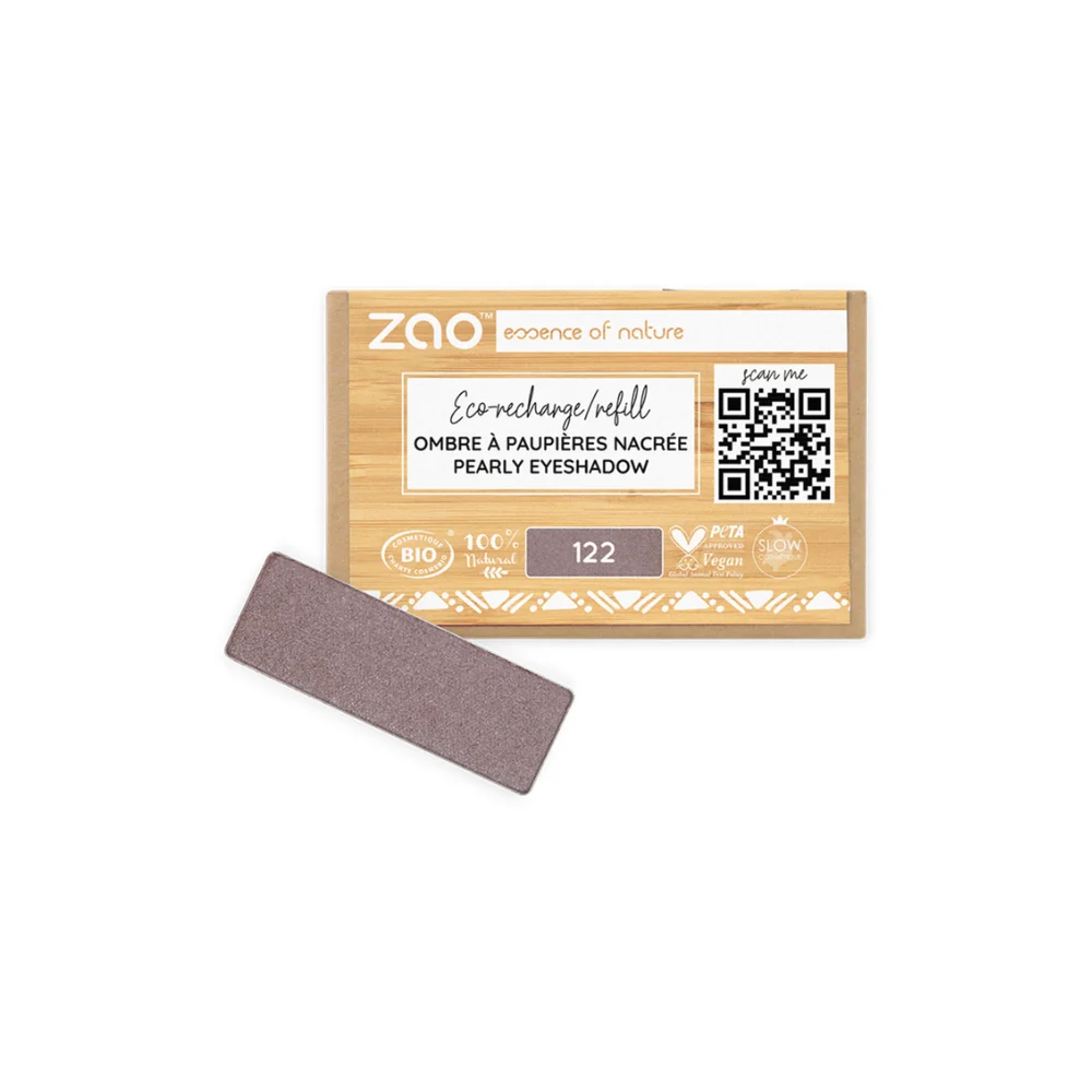 Zao Make Up Ricarica Ombretto Rettangolare, 122 Pearly Desert Rose (1,30 G)