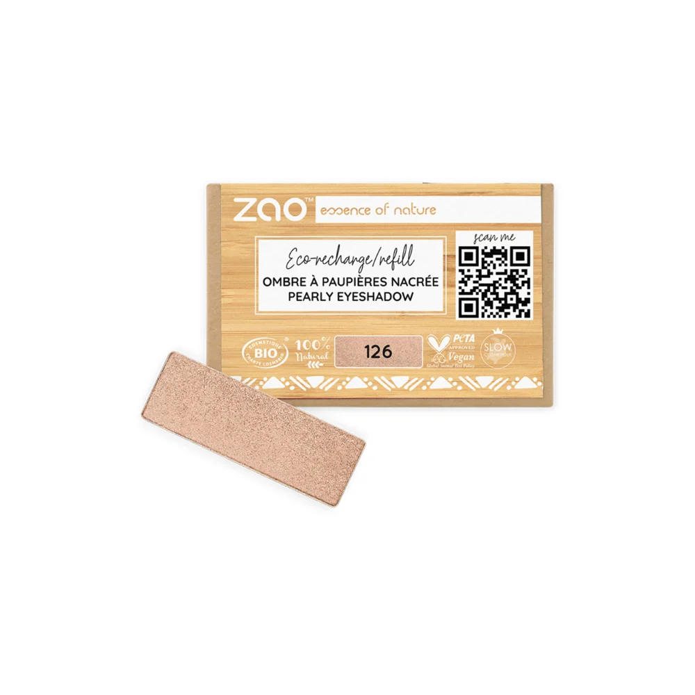 Zao Make Up Ricarica Ombretto Rettangolare, 126 Pearly Golden Petal (1,30 G)