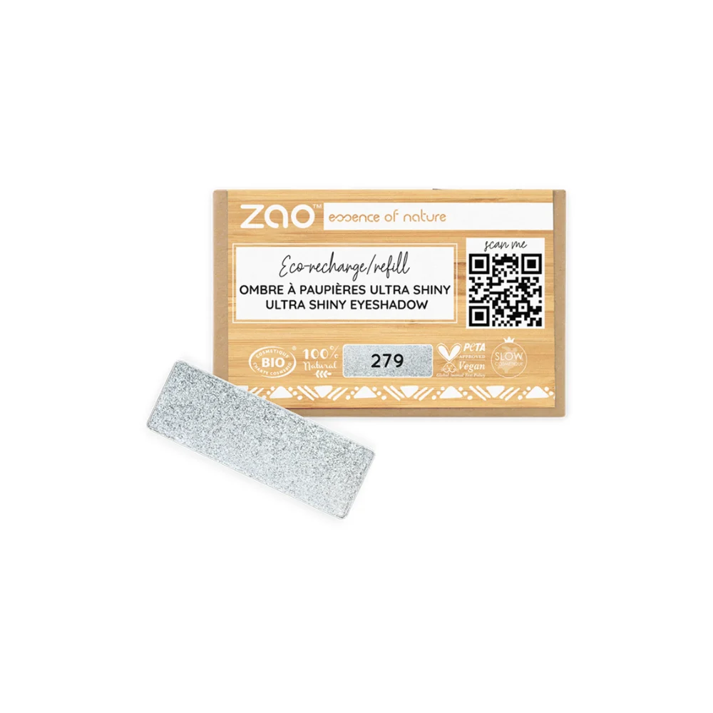 Zao Make Up Ricarica Ombretto Rettangolare, 279 Ultra Pearly Grey Diamond (1,30 G)
