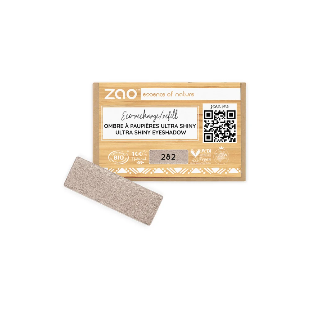 Zao Make Up Ricarica Ombretto Rettangolare, 282 Ultra Shiny Lilac Silver (1,30 G)