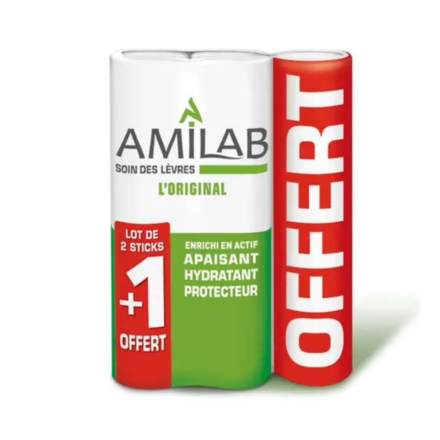 Amilab Stick Labbra Duo + 1 In omaggio - 3x3.6 ml