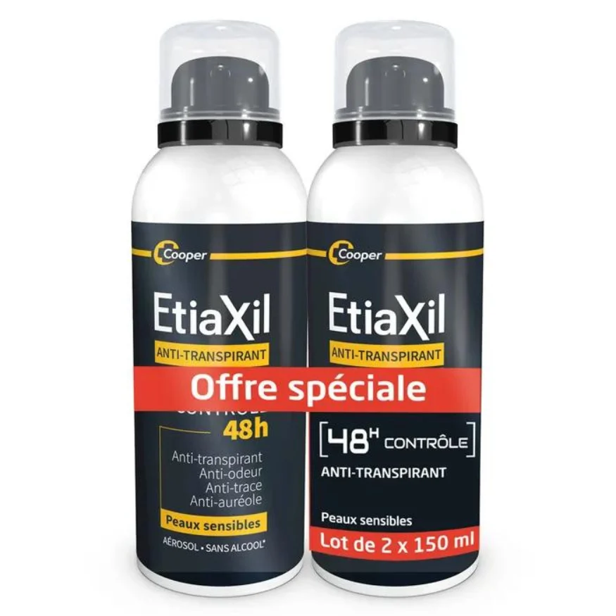 Etiaxil Deodorante Men Anti-Traspirante Controllo 48H Aerosol 2x150ml Lotto × 2