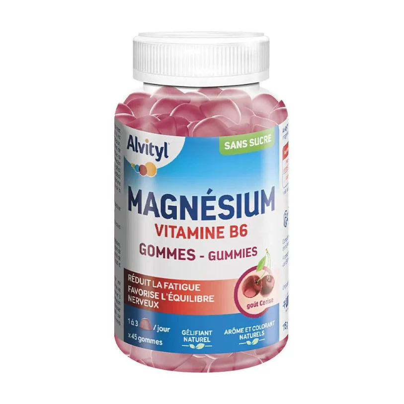 Alvityl Magnesio Vitamina B6 Gusto ciliegia x45 gomme