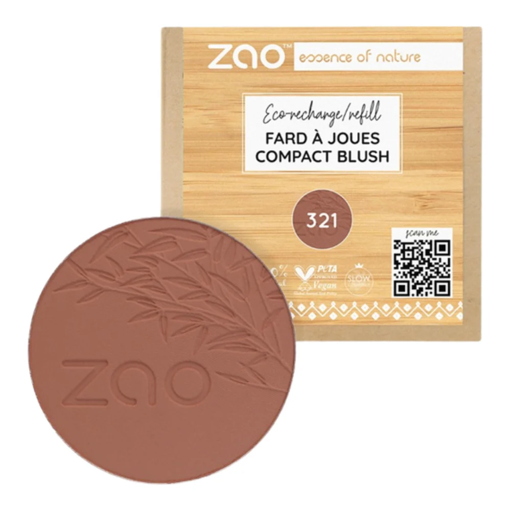 Zao Make Up Blush Compatto Ricarica, 321 Brown Orange (9 G)