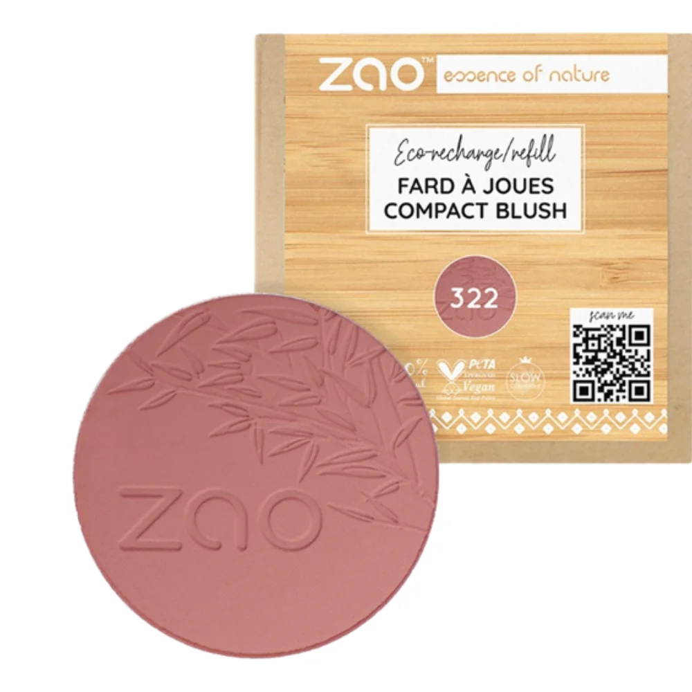 Zao Make Up Ricarica Blush Compatto, 322 Brown Pink (9 G)