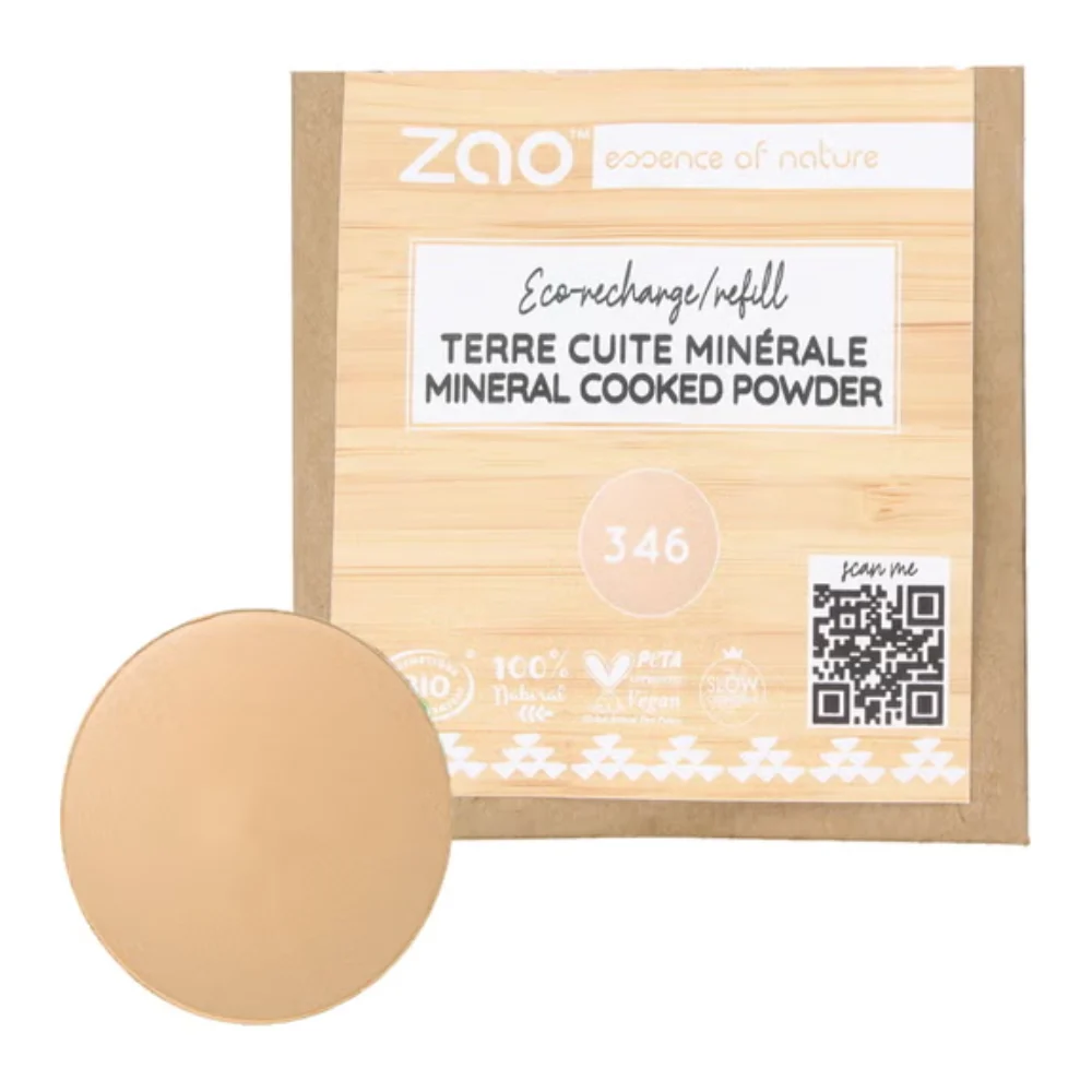Zao Make Up Ricarica Polvere Minerale Cooked, 346 Beige Chiaro (15 G)