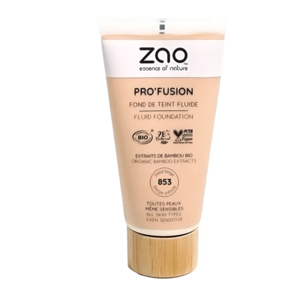 Zao Make Up Pro'Fusion Fondotinta Fluido, 853 Petal Beige
