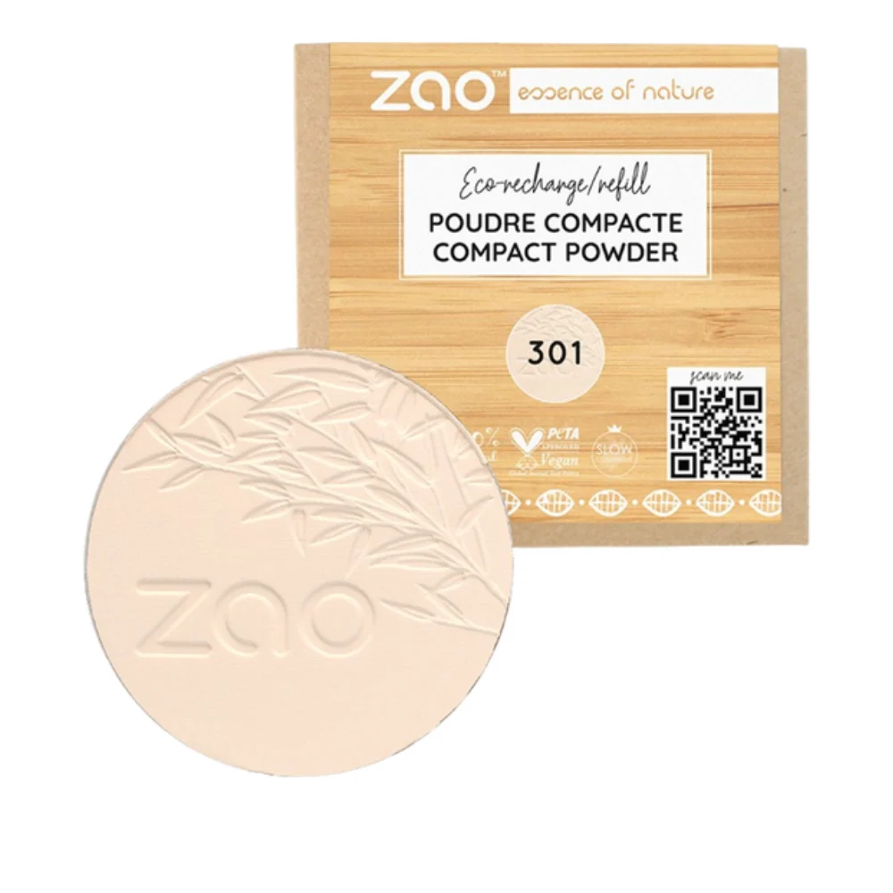 Zao Make Up Ricarica Polvere Compatta, 301 Avorio (9 G)