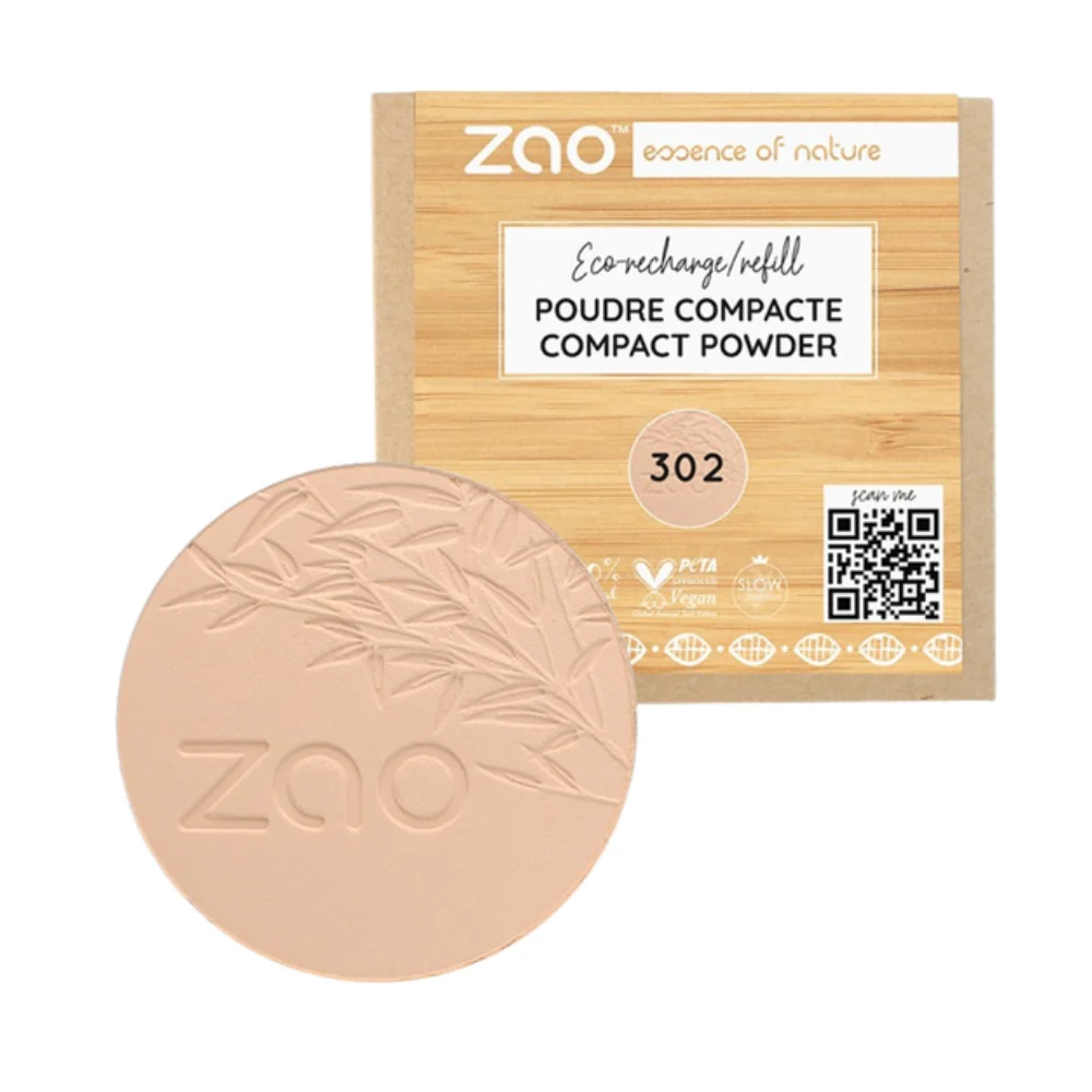 Zao Make Up Ricarica Polvere Compatta, 302 Beige Rosa (9 G)