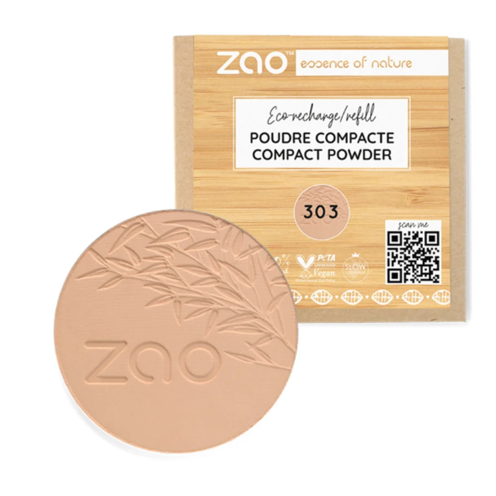 Zao Make Up Ricarica Polvere Compatta, 303 Beige Albicocca (9 G)