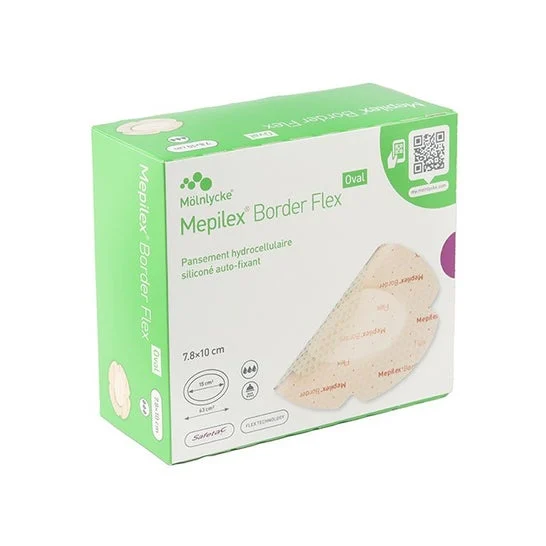 Mepilex Border Flex Oval Apósito Adhes Estér Sil 7.8x10cm 16uds