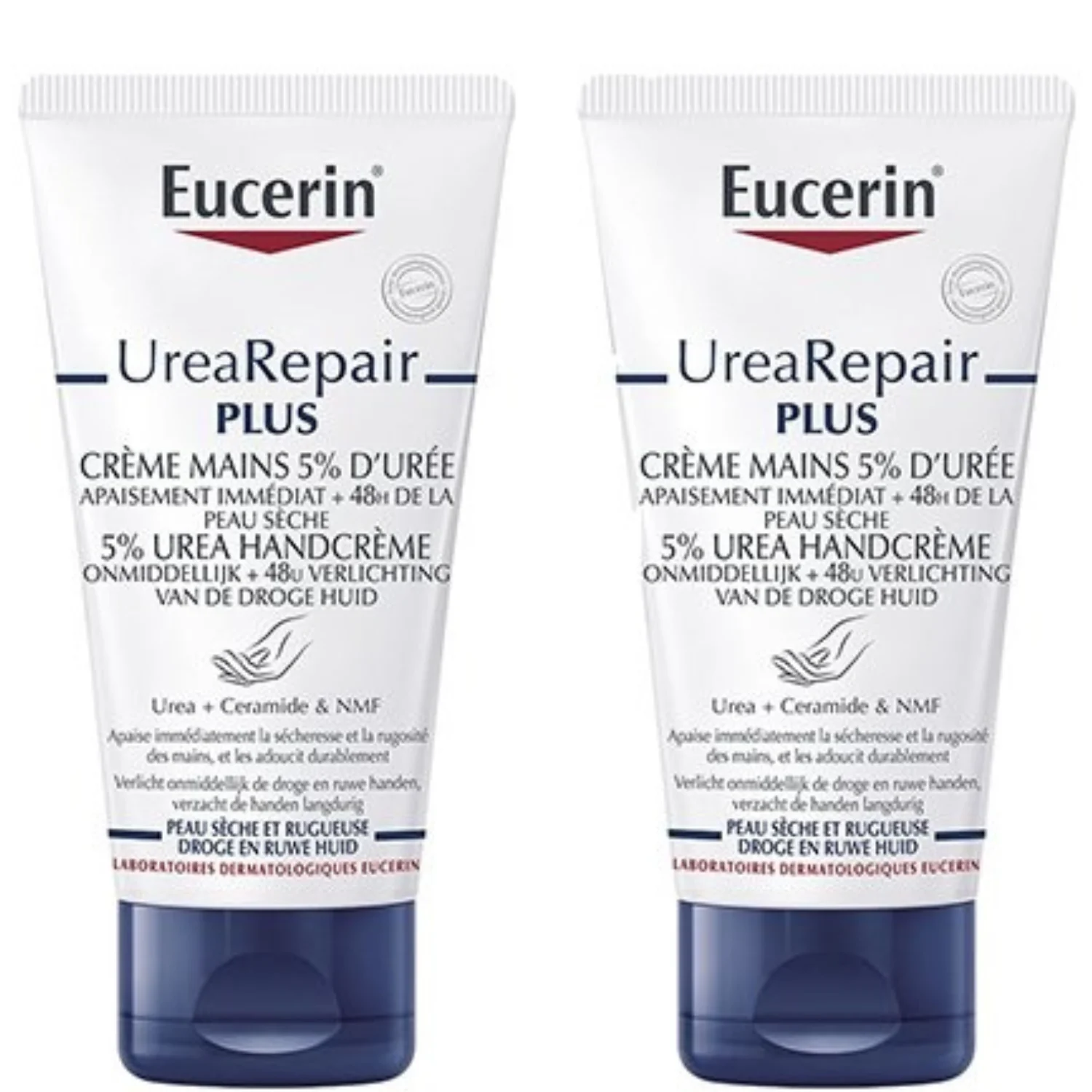 Eucerin Pelle Asciutta Crema Mani Riparatrice 5% Urea 2x75ml Lotto × 2