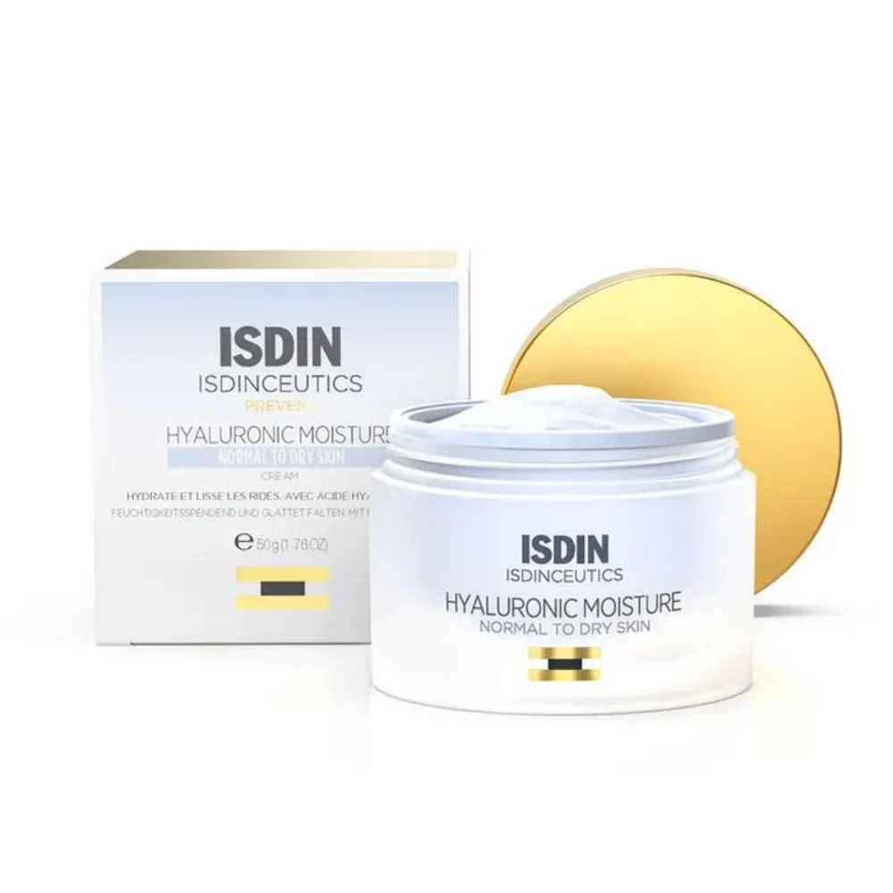 Isdin Hyaluronic Moisture Crema idratante viso e anti-età pelli da normali a miste Prevent 50g
