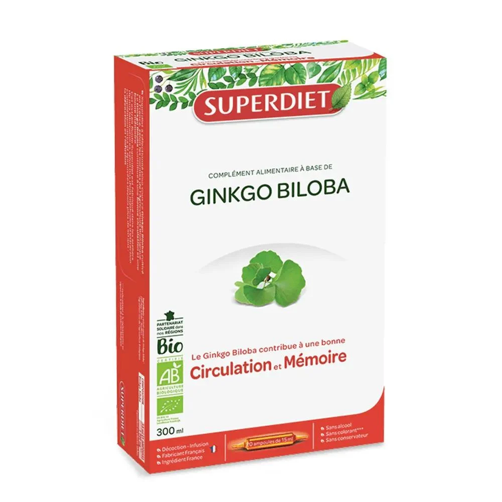 SuperDiet Organic Ginkgo Biloba Circolazione e Memoria 20 fiale