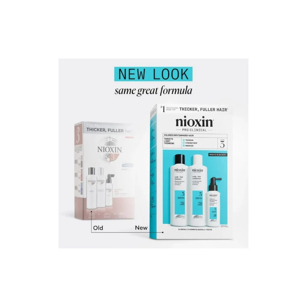 Nioxin System 3 – Kit - Trattamento per Capelli Naturali con Lieve Diradamento 3 U