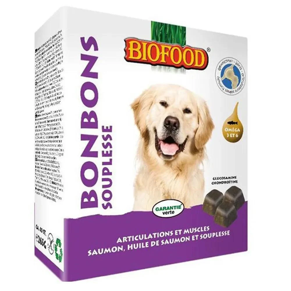 Biofood Caramella Flessibilità Dolori Articolazioni E Muscoli Salmone Cane 40 Pezzi