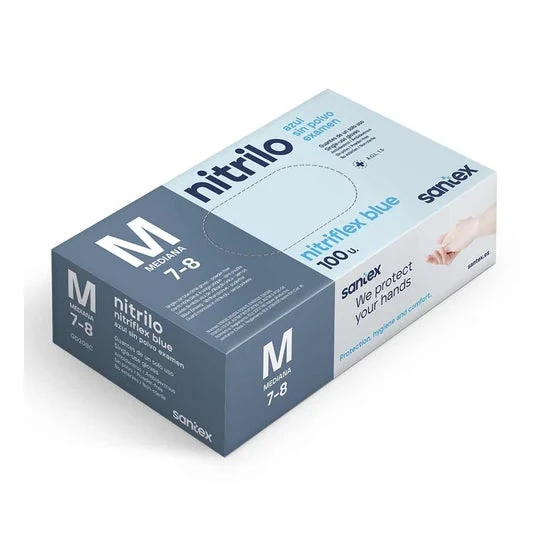 Santex Powder Free Nitrile Gloves Blue Medium 100pcs