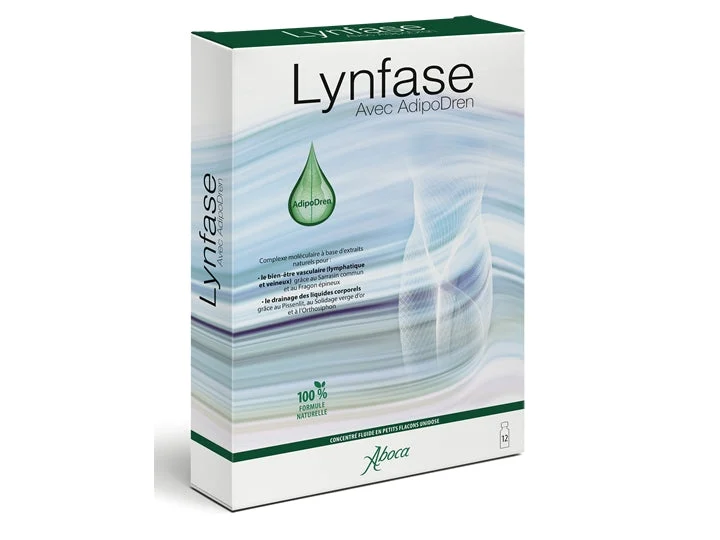 Aboca Lynfase con AdipoDren - Benessere Vascolare & Drenaggio dei Liquidi Corporei - 12 Flaconi da 15g