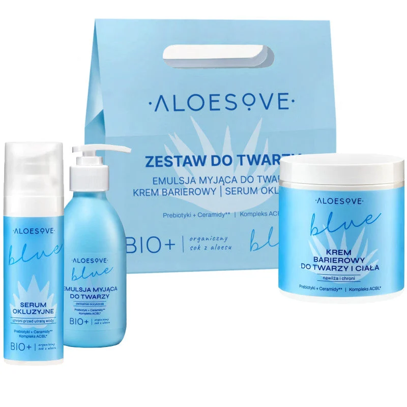 Kit viso Aloesove Blue - emulsione detergente 190 ml + siero 30 ml + crema 250 ml