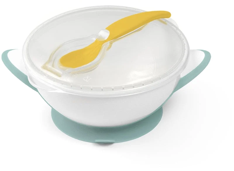 Babyono Be Active Suction Set Posate Per Bambini Verde/Giallo 6 M+ 2 Pz