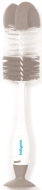 BabyOno Take Care Brush for Bottles and Teats spazzola per pulire 2 in 1 grigia 1 pz