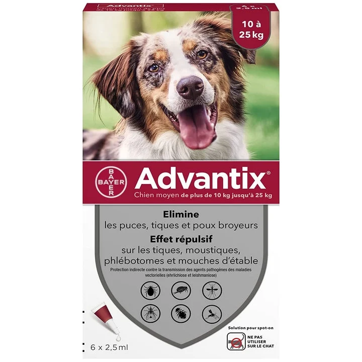 Bayer Advantix - Cane Medio - 10-25 Kg - 6 pipette da 2,5 ml