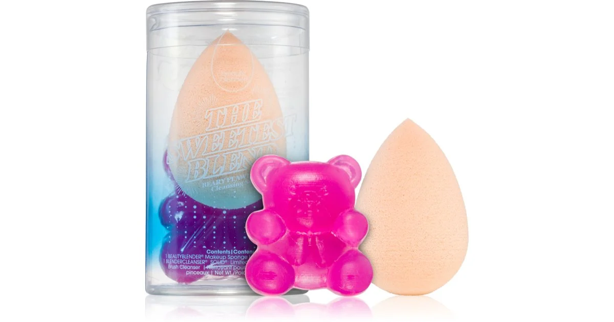 Beautyblender® The Sweetest Blend Beary Flawless Set Per Un Look Perfetto Beautyblender Detergente Per Pennelli 1 Pz + Nude Spugnetta Per Fondotinta
