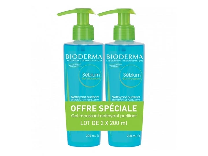 Bioderma Sebium Gel Schiumogeno Detergente Purificante 2x200ml Lotto × 2