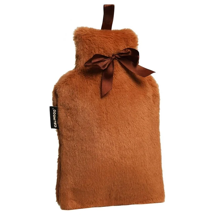 Borsa dell'acqua calda Calindoo con copertura in nastro "SHERPA" 2L - Marrone