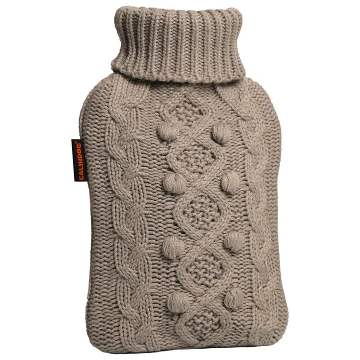 Borsa dell'acqua calda Calindoo con coperchio “KNIT” 2L – Grigio