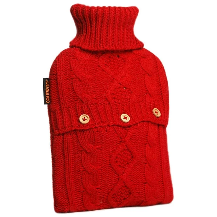 Borsa dell'acqua calda Calindoo con coperchio “KNIT” 2L – Rossa
