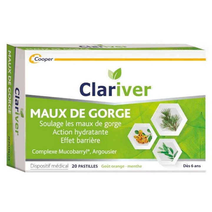 Clariver Mal di Gola - Gusto Arancio/Menta - 20 pastiglie