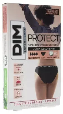 DIM Protect - Mutandine mestruali lavabili - Nero - Flusso abbondante - Taglia 44/46