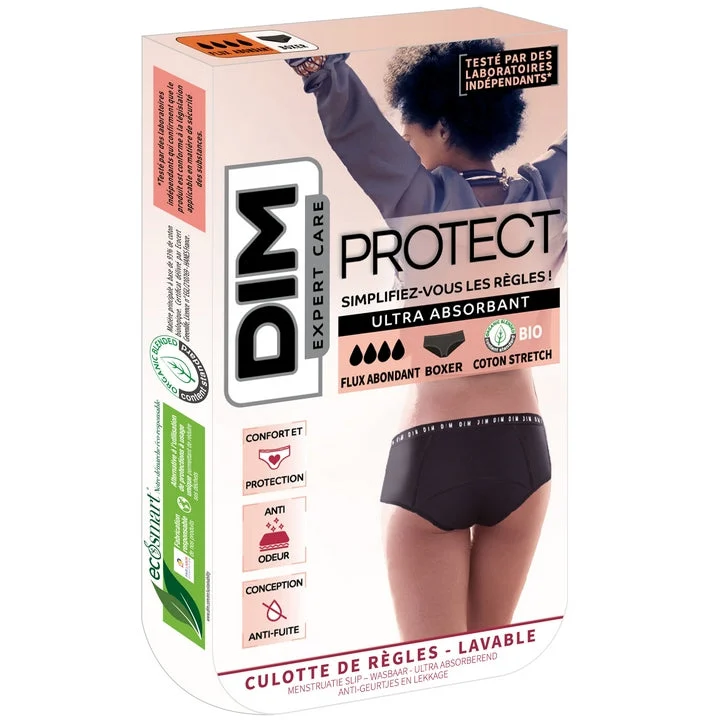 DIM Protect - Boxer mestruale lavabile - Nero - Flusso abbondante - Taglia 48/50