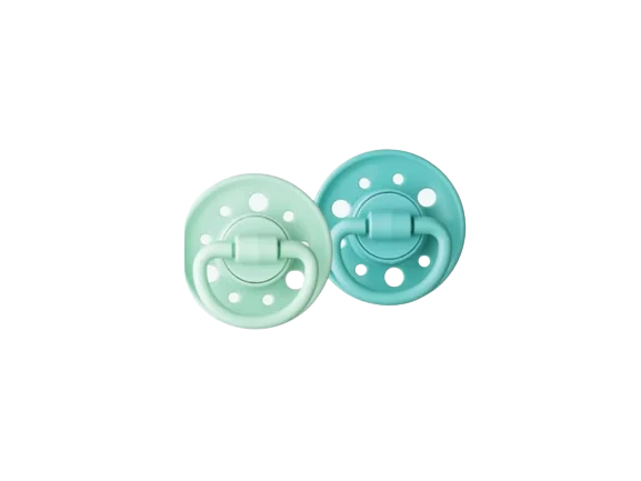 Dodie Set di 2 lecca-lecca rotondi gomma naturale 6-36 mesi Verde/Verde pastello