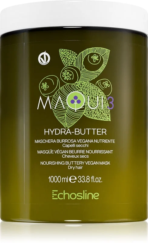 Echosline Maqui 3 Hydra-Butter - maschera vegana per capelli danneggiati e secchi, 1000ml