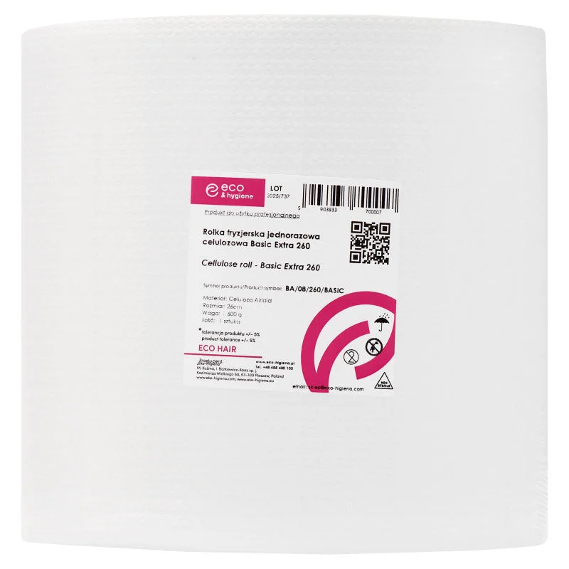 Eko-Higiena Rotolo di asciugamani monouso in cellulosa per parrucchieri, Basic Extra, 260x280 mm