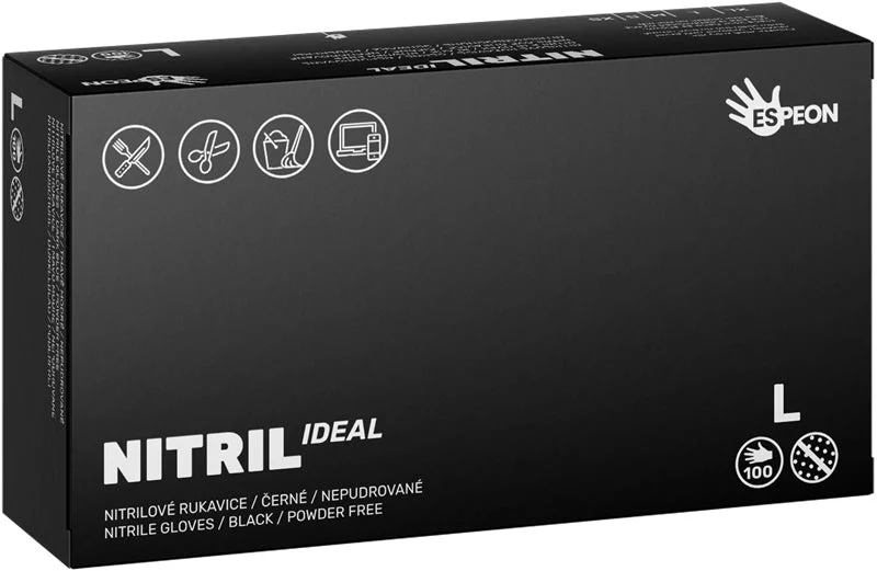 Guanti Espeon Nitril Ideal Black In Nitrile Senza Polvere Taglia L 100 Pz