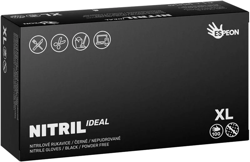 Guanti Espeon Nitril Ideal Black In Nitrile Senza Polvere Taglia Xl 100 Pz