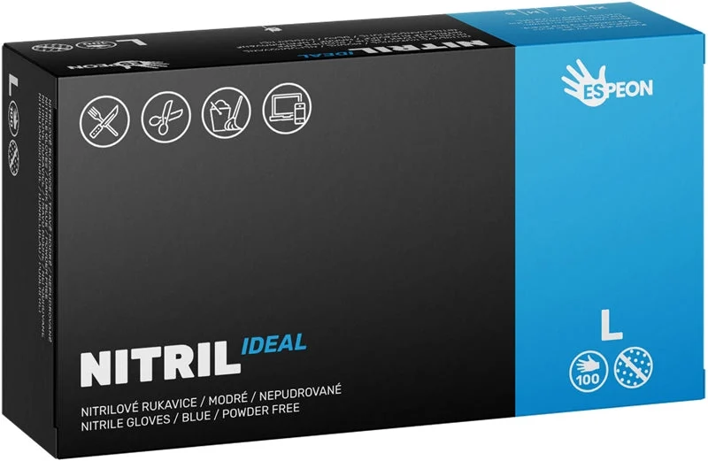 Guanti Espeon Nitril Ideal Blue In Nitrile Senza Polvere Taglia L 100 Pz