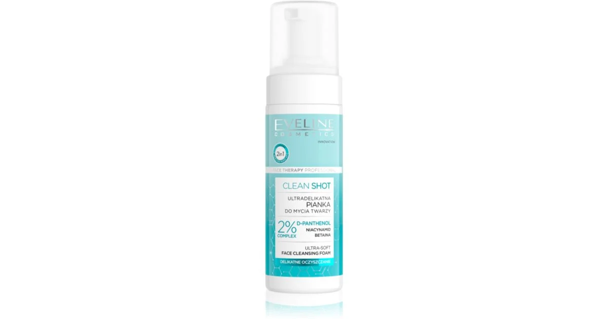 Eveline Cosmetics Clean Shot 2% Pantenolo Complex Mousse Detergente Delicata Con Effetto Lenitivo 150 Ml