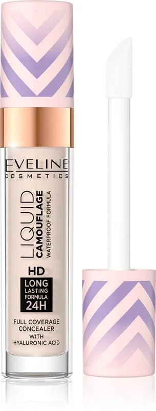 Eveline Cosmetics Liquid Camouflage Correttore Waterproof Con Acido Ialuronico Colore 01 Light Porcelain 7,5 Ml