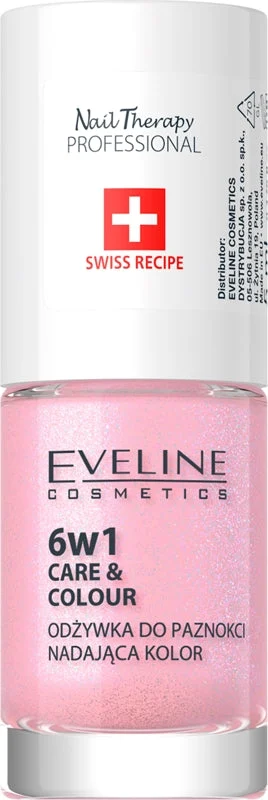 Eveline Cosmetics Therapy Cura & Colore Balsamo Per Unghie 6 In 1 Colore Shimmer Pink 5 Ml