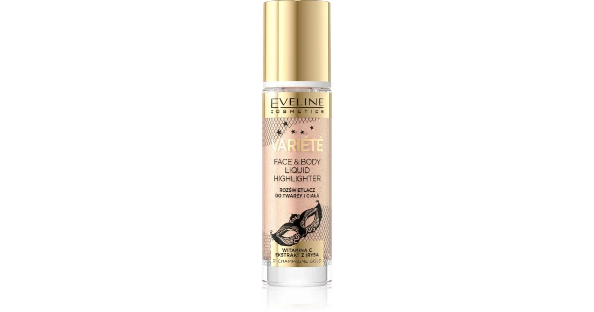 Eveline Cosmetics Variété Illuminante Liquido Per Viso E Corpo Colore 01 Spumante Gold 30 Ml