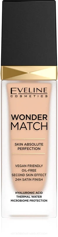 Eveline Cosmetics Wonder Match Fondotinta Liquido Lunga Tenuta Con Acido Ialuronico Colore 16 Beige Chiaro 30 Ml