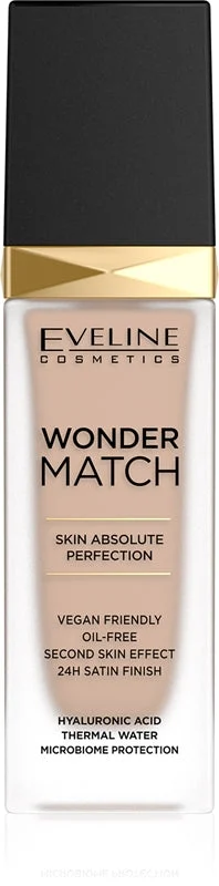 Eveline Cosmetics Wonder Match Fondotinta Liquido Lunga Tenuta Con Acido Ialuronico Colore 12 Light Natural 30 Ml