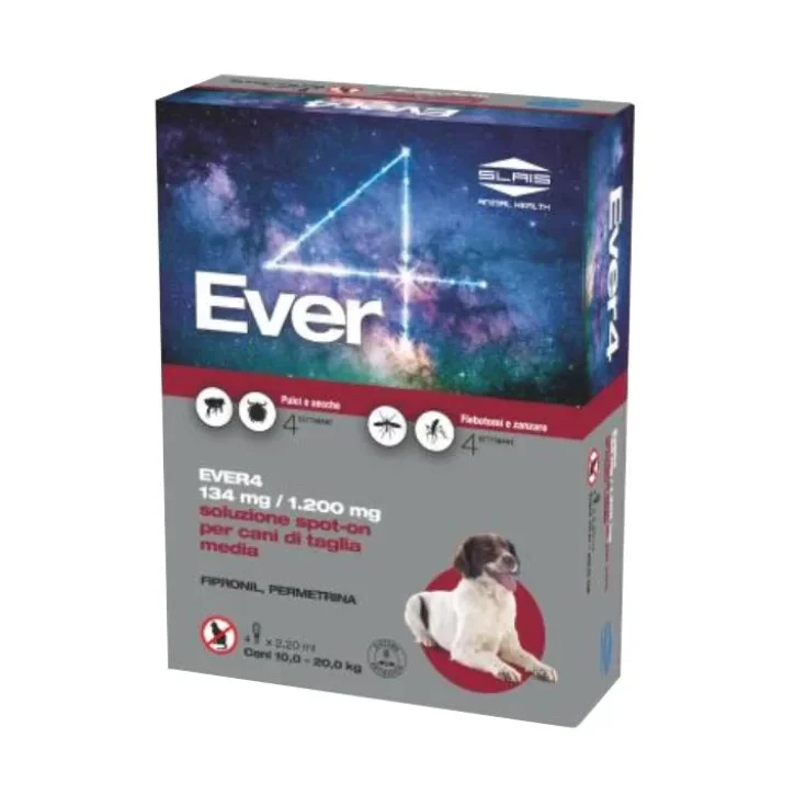 Alfamed s.a. Ever4 Spot-On per Cani 4 Pipette - M 10 - 20 Kg