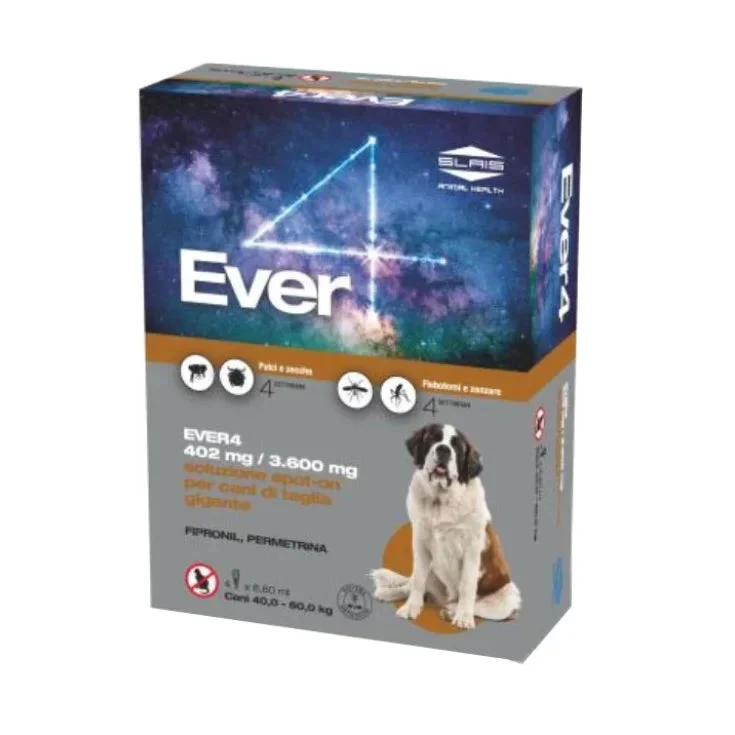 Alfamed s.a. Ever4 Spot-On per Cani 4 Pipette - XL 40 - 60 Kg