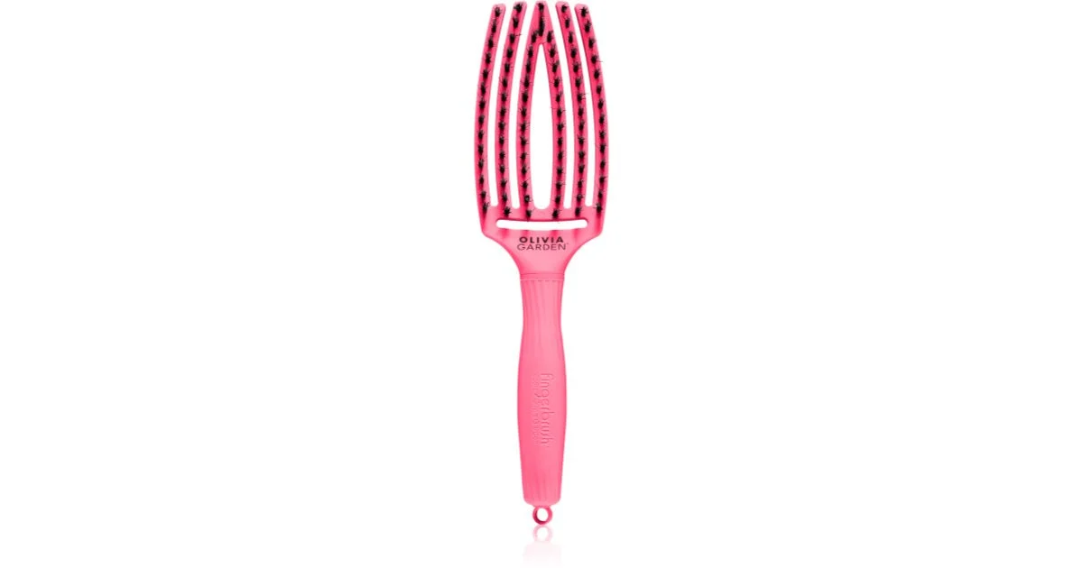 Olivia Garden Finger Brush Combo Medium, spazzola districante con setole di cinghiale, vari colori Hot Pink | Rosa intenso