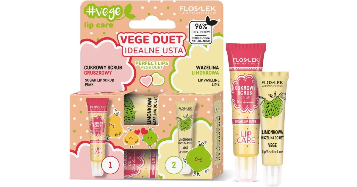 Floslek Laboratorium Vege Perfect Confezione Regalo Per Le Labbra Pear Scrub 14 G + Lime Vaselina 10 G